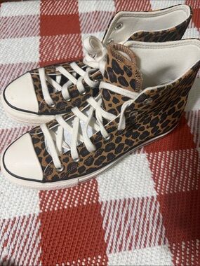 CONVERSE Leopard Print High-Top Canvas Sneakers - Brown